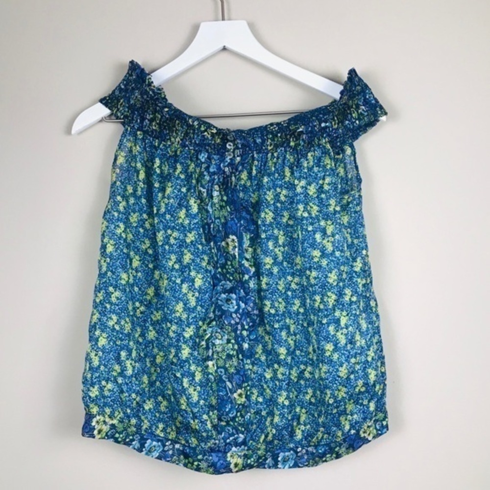 ZARA Woman Floral Silk Top Off Shoulder